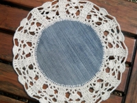 Kiwi Little Things Jeans and Crochet Lace Doily